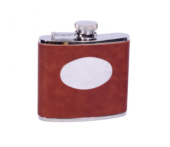 4oz Leather Hip Flask Brown